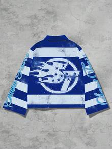 ROMWE MEN Street Life 男士条纹 Polo 领长袖 T 恤，休闲 Polo 衫