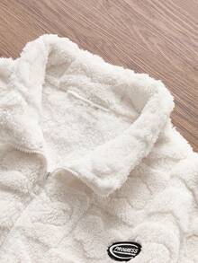 Manfinity VCAY Men's Letter Zip-Up Casual Fleece Hoodie, Autumn/Winter - Beige - View 4