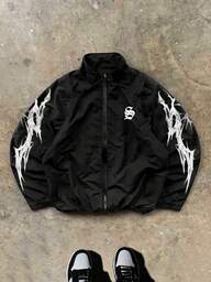 Sport MetroGents Chaqueta deportiva con cremallera y estampado de letras de manga larga para hombre