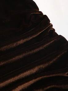 Sweetra 女式秋季新款性感蕾丝拼接天鹅绒V领吊带背心收腰修身紧身裙 - 棕色 - 查看 6