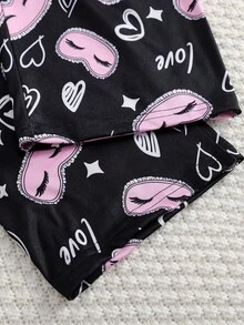 2 件套女童青少年可爱印花长袖上衣和裤子睡衣套装，秋冬休闲家居服 - 粉色 - 查看 6