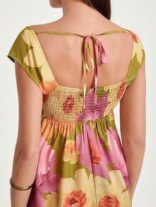 CAJUNI Women's Floral Print Halter Sleeveless Casual Jumpsuit