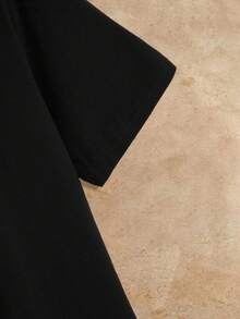 Manfinity NXTstreet Men Cotton Letter Print Striped Tape Neck Tee, Summer