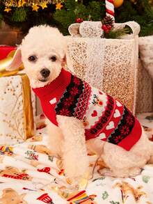 PETSIN 1pc Christmas Pet Cat Dog Universal Green Diamond Grid Elk Snowflake Cute Pattern Jacquard Knitted Elastic Comfortable Dog Christmas Sweater