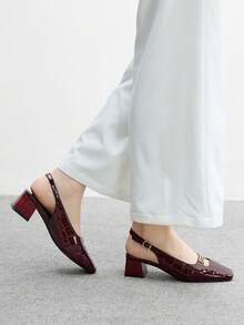 CUCCOO BIZCHIC Women's Metal Buckle Chunky Heel Casual/Office Commute Shoes