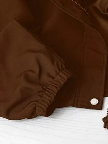 GlowEve CURVE Plus Size Women Solid Color Casual Sporty Hooded Short Jacket, Water-Resistant, 2025 Autumn New Arrival, Suitable For Outdoor & Sports