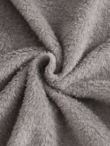 SHEIN 男童保暖柔软毛绒撞色边开衫长袖和裤子睡衣套装 - 灰色 - 查看 7