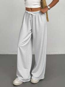 SHEIN Tween Girl Summer Simple Front Tie Loose Sweatpants, Casual Daily Wear Fall Winter