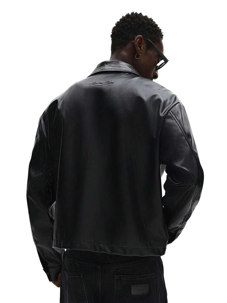 Skrócona kurtka Harrington z teksturowanym kołnierzem