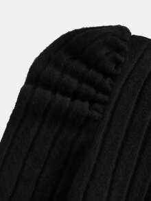 SHEIN Serisse Kids 女童棕色波西米亚风针织圆领泡泡袖长袖拼布碎花连衣裙，适合秋冬，冬季度假连衣裙 - 黑色 - 查看 3