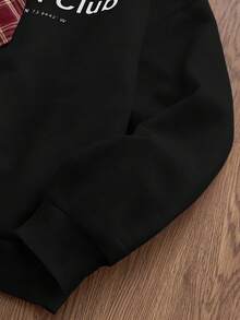 EASEVO Men Plus Size Casual Long Sleeve Pullover Sweatshirt With Printed Tie Front Design - Black - View 4