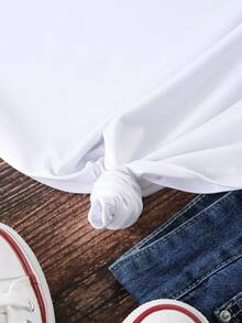 Franclia Women's Casual Flower & Butterfly Print Contrast Trim Round Neck T-Shirt, Summer - White - View 5