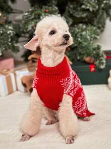 PETSIN 1pc Christmas Pet Cat Dog Universal Green Diamond Grid Elk Snowflake Cute Pattern Jacquard Knitted Elastic Comfortable Dog Christmas Sweater