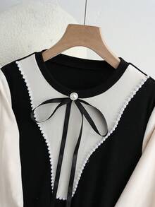 GlowEve 女士秋冬新款红色针织休闲连衣裙，2 合 1 造型 - 彩色 - 查看 3