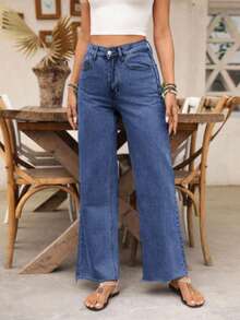 EMERY ROSE 大码女式休闲街头风格中号蓝色水洗牛仔裤 - 深色水洗藍 - 查看 6