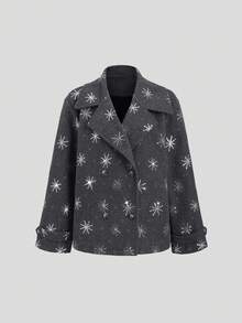 SHEIN Unity 1pc Women's Casual, Commuter, Party Sequin Embroidered Tweed Jacket, Suitable For Daily Wear, Commute, Leisure, Winter - Dark Grey - View 6