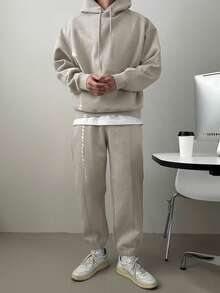 DAZY 男士加厚纯色运动套装，秋冬连帽衫