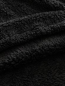 AXEPEAK 男士字母刺绣四分之一拉链珊瑚连帽衫蓬松黑色字母长袖厚休闲羊羔绒连帽衫，适合朋友、丈夫、男朋友的礼物