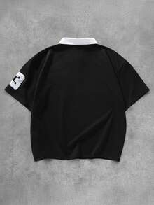 PAVTROS قميص بولو كاجوال مريح وأنيق للرجال مطرز بأكمام قصيرة