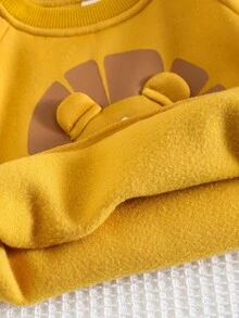 Cozy Pixies Newborn Baby Loose Casual Minimalist Comfortable Round Neck Long Sleeve Lion Graphic Sweatshirt Cozy Fall & Winter Styles Long Sleeve Topcozy Fall & Winter Styles