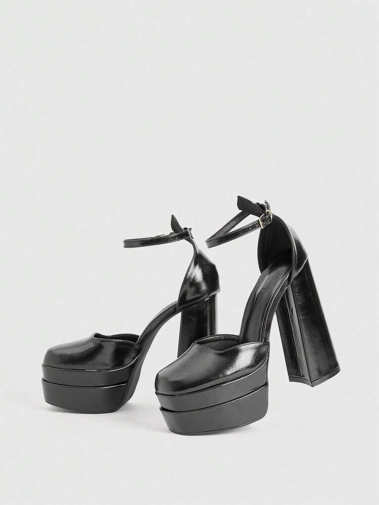 CUCCOO LuxiPop Women's Shiny Patent Leather Platform High Heel Pumps, Elegant High Heels For Halloween, Christmas, Party, Sexy Nightclub Style