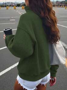 Lalippa Women's Casual Loose Fit Star Print Long Sleeve Half-Zip Collar Sweatshirt, Autumn/Winter