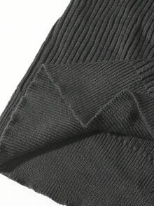 Manfinity LEGND Jersey de cuello alto casual de unicolor para hombres de talla grande, otoño/invierno - Negro - Ver 7