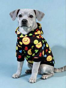 PETSIN 1pc Smile Face Pet Sweatshirt For Everyday Pet Wear - Multicolor - View 1