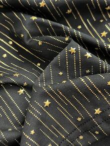 Comfortcana Top corto sin tirantes con estampado de estrellas metálicas estilo Y2K para mujer - Negro y oro - Ver 5