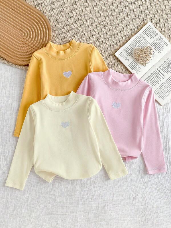 3-częściowy komplet bielizny termoaktywnej dla dziewcząt z długim rękawem i wzorem w serca