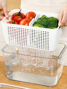 1pc Transparent Food Storage Box, Stackable Refrigerator Storage Box With Lid, Suitable For Fruits, Vegetables, And Food, Transparent Storage Container - Multicolor - View 7