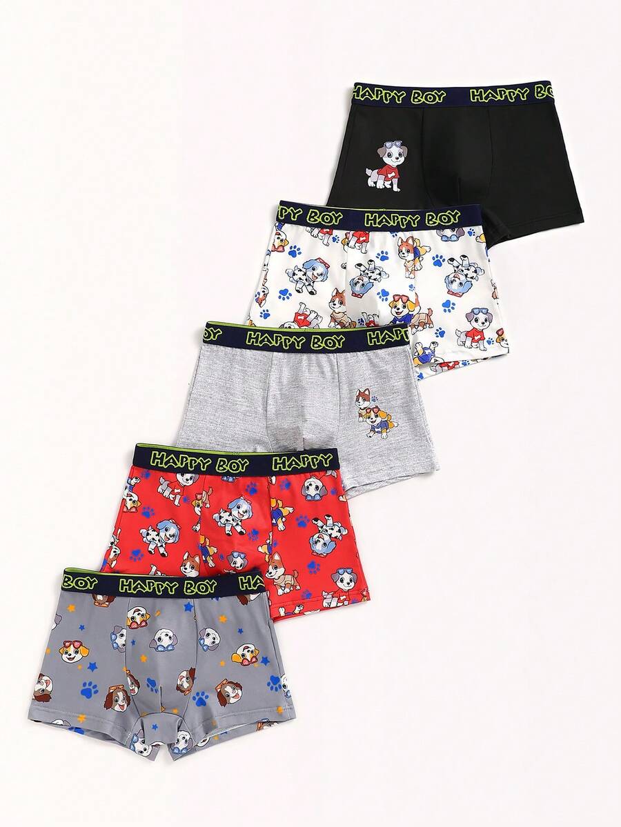 5件套 男童卡通印花舒适时尚平角内裤 - 彩色 - 查看 1