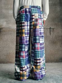 AXEPEAK Men's Casual Street Style Patchwork Pattern Drawstring Pants - Multicolor - View 2