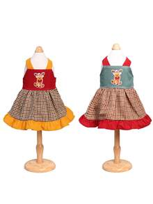 PETSIN Christmas Reindeer Plaid Pet Suspender Skirt, Cute Dog Cat Holiday Dress Skirt - blue-green - View 3