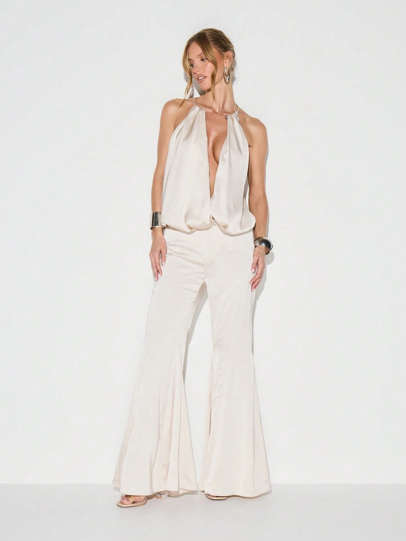 KIZN Palazzohose aus Satin mit weitem Bein