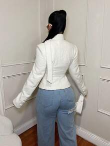 SHEIN SXY Eleganter weißer Blazer mit Gürtel - Weiss - Übersicht 2