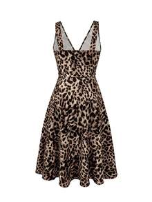Rometta Plus Size Black V-Neck Waist Pleated Knit Dress - Multicolor - View 3