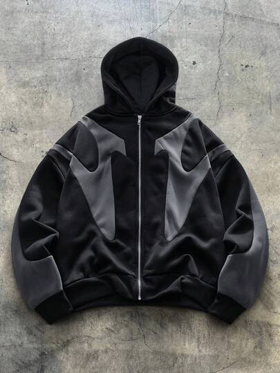 AXEPEAK 男士针织休闲日常宽松长袖连帽运动衫，学校