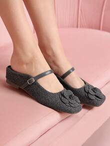 CUCCOO DOLLMOD Women's Fashion Sweet Cute Hollow Delicate Bow Mule Flat Shoes - Light Grey - View 3