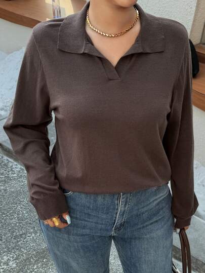 Dazy Plus Jersey holgado de cuello alto de unicolor, ajuste ceñido, informal, para otoño/invierno, tallas grandes para mujer