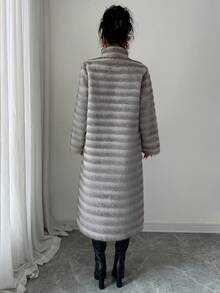 Elenzga Damen Stehkragen Langer Eleganter Mantel