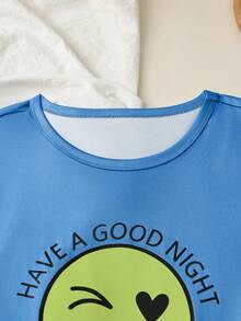 Men's Funny Print Short Sleeve Casual Top And Pants Pajama Set