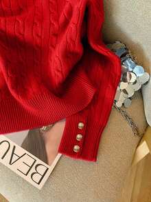 Airaco Women's Casual Solid Color Sweater, Autumn/Winter, Christmas