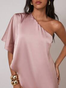 COSMINA Áo cánh bất đối xứng màu trơn thanh lịch dành cho nữ - Bụi hồng - Xem 7