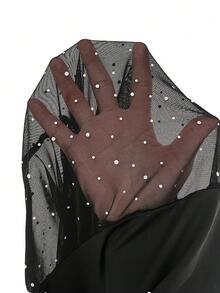 Auralis 黑色透明性感紧身裤/打底裤，适合秋冬季派对、生日、约会之夜；优雅的办公室女士打底裤；JK 风格打底裤；情人节闪光网眼透明打底裤 - 黑色 - 查看 8