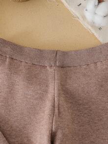 2 件儿童英伦风格针织套装，男童格子毛衣配衬衫领，加厚裤子套装，秋冬学院风 - 駝色 - 查看 4