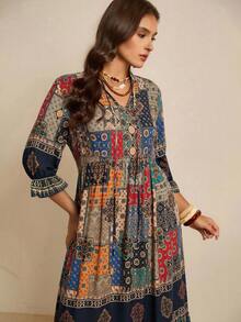 SHEIN LUNE 大码秋冬连衣裙 女装返校季 大码女装万圣节服装 秋季商务休闲女装 曲线女装 复古女装 返校季女装 秋季女装 复古风格女装 飘逸连衣裙 舒适秋冬女装 长款连衣裙 超长连衣裙 - 彩色 - 查看 8