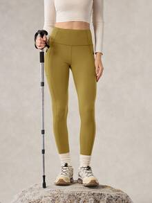 OutZeal Women Moisture Wicking Quick Dry Tummy Control Zip Pocket Yellow Outdoor Legging Hiking Camping - Mustard Yellow - View 7