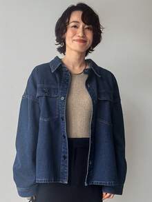 FRIFUL Women's Casual Button-Up Long Sleeve Denim Jacket - Blue - View 3