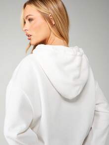 Missguided x Playboy Graphic Hoodie With Drawstring And Centre Pocket For Casual Wear - White - View 6